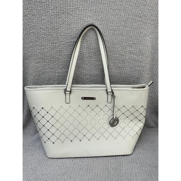Michael Kors White Large Large Carryall Tote AS IS #62442 - Picture 1 of 16
